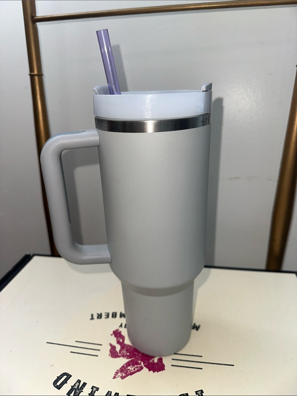 Stanley 40 oz Gray Travel Tumbler with Handle - Picture 3 of 5